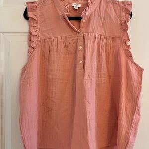 J. Crew Pink Sleeveless Ruffle Top